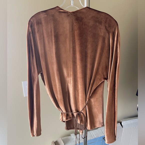 Vince Rust Colored Velvet wrap tie waist top worn one time only. Size M - $100 - Picture 3 of 3